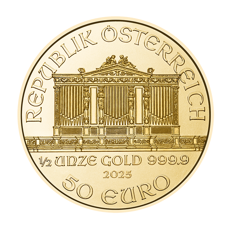 12-oz-2025-vienna-philharmonic-gold-coin 1/2 унция (15.55 гр.) златна монета Виенска Филхармония - Image 1